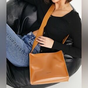 Brown Leather Crossbody Bag with Minimalist Design